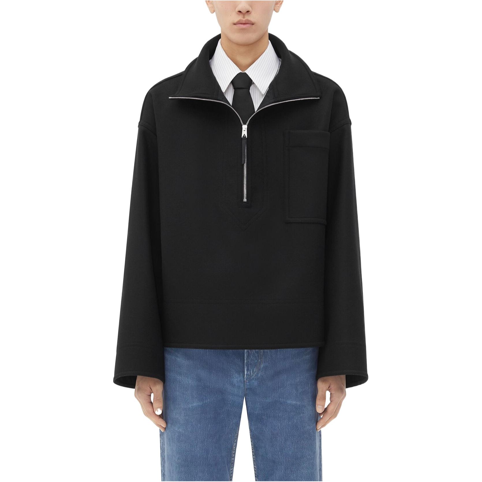 Bottega Veneta Solid Zip-Up Loose-Fit Jacket Black 772252V00X01000