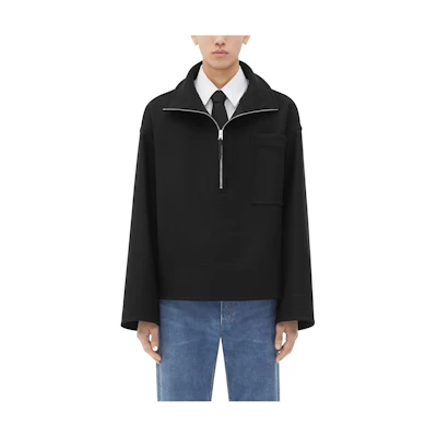 Bottega Veneta Solid Zip-Up Loose-Fit Jacket Black 772252V00X01000