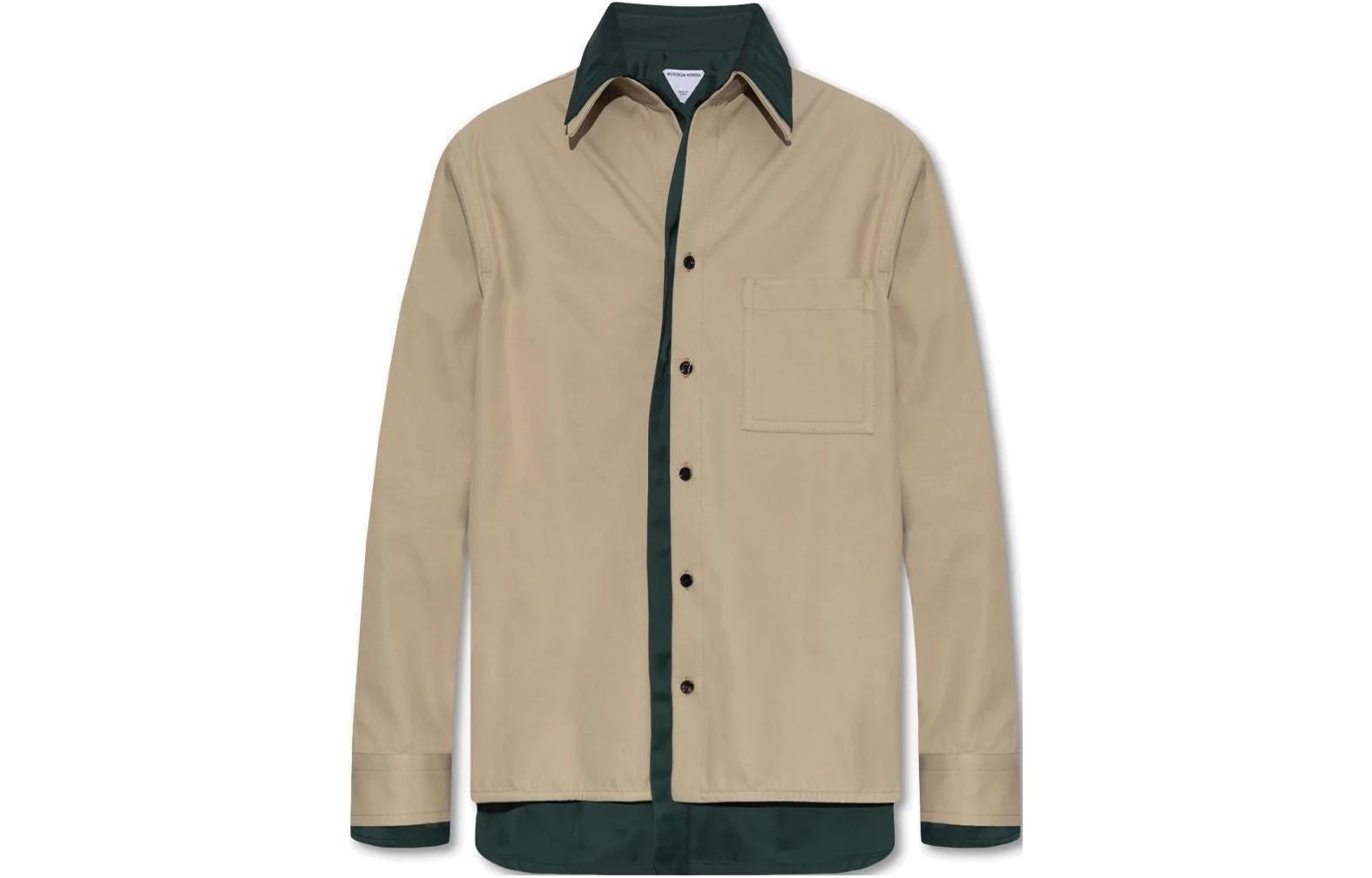 Bottega Veneta Spring/Summer 2023 Beige Two-Tone Twill Long Sleeve Shirt 739115V2T103017
