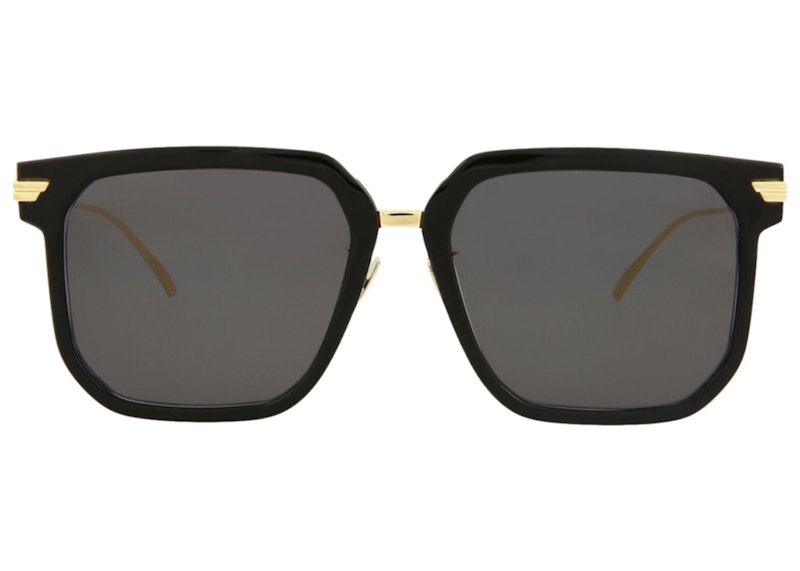 Bottega Veneta Square-Frame Acetate Sunglasses Black/Gold/Grey (BV1083SA-30009178-001)