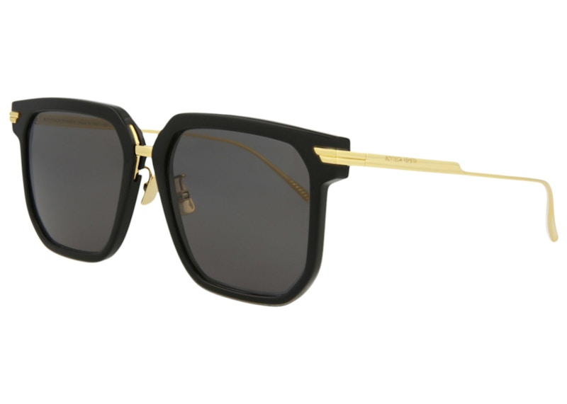 Order ボッテガ・ヴェネタ スクエアフレーム アセテートサングラス ブラック/ゴールド/グレー