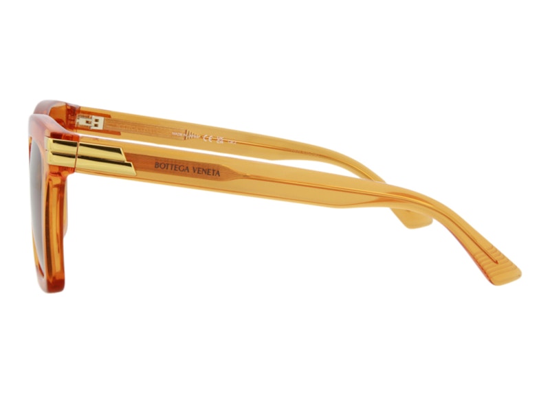 Lookbook ボッテガ・ヴェネタ スクエアサングラス オレンジ/オレンジ(BV1005S-30008310-004)