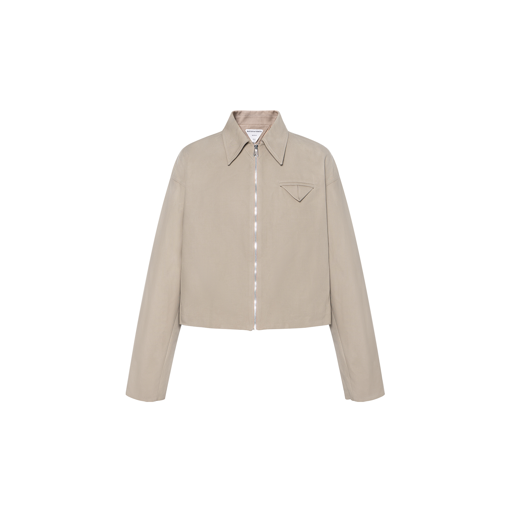 Bottega Veneta SS21 Khaki Triangle Accent Collared Jacket 646907V0BT09733