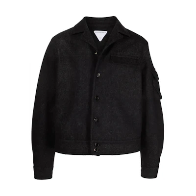 Bottega Veneta SS22 Black Solid Single-Breasted Pocket Jacket 690507V0BJ01154