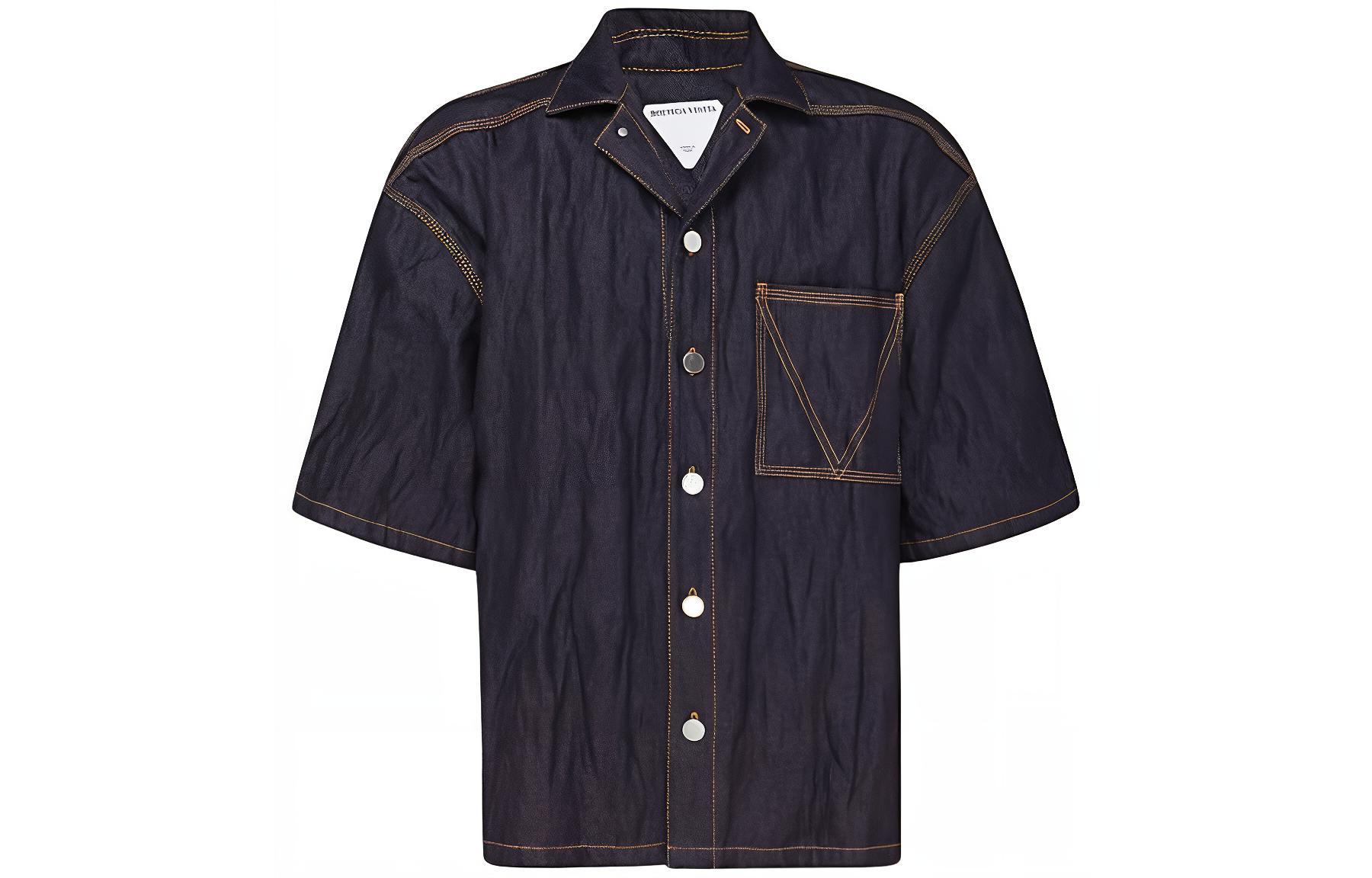 Bottega Veneta SS22 Blue Denim Short Sleeve Shirt 700956V1VA03399