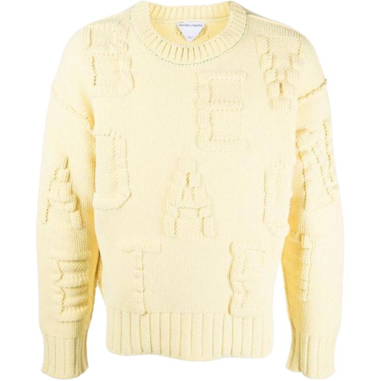 Bottega Veneta SS22 Logo Knit Pullover Sweater Yellow Men. 687975V1OX07700