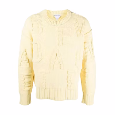 Bottega Veneta SS22 Logo Knit Pullover Sweater Yellow Men. 687975V1OX07700