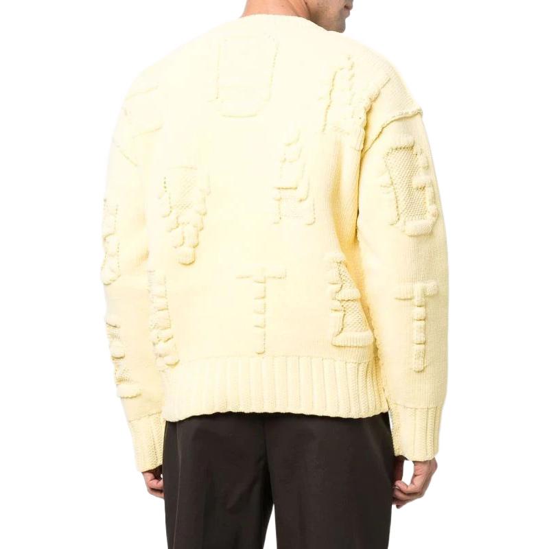 Shop Bottega Veneta SS22 Logo Knit Pullover Sweater Kuning Lelaki. 687975V1OX07700