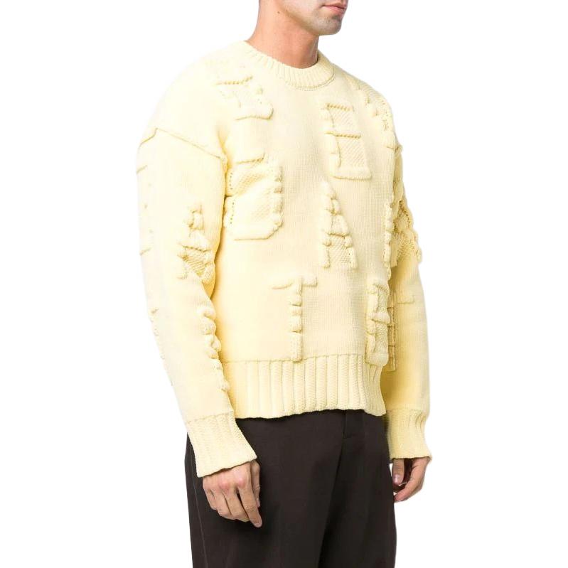 Purchase Bottega Veneta SS22 Logo Knit Pullover Sweater Kuning Lelaki. 687975V1OX07700