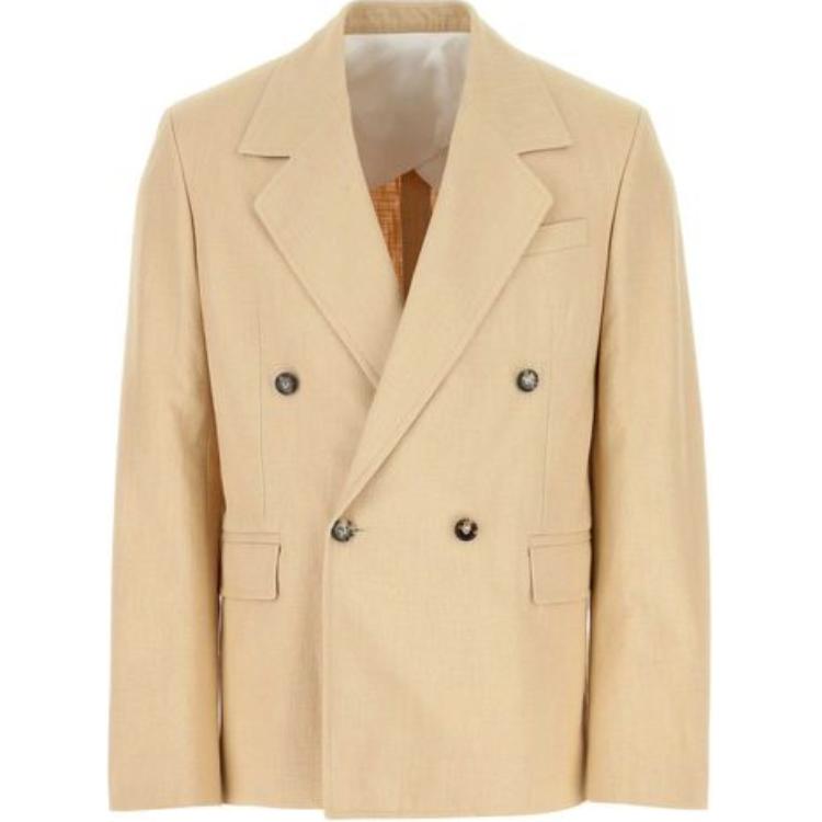 Bottega Veneta SS23  Beige Double-Breasted Long Sleeve Blazer Jacket. 711651V2KV01104