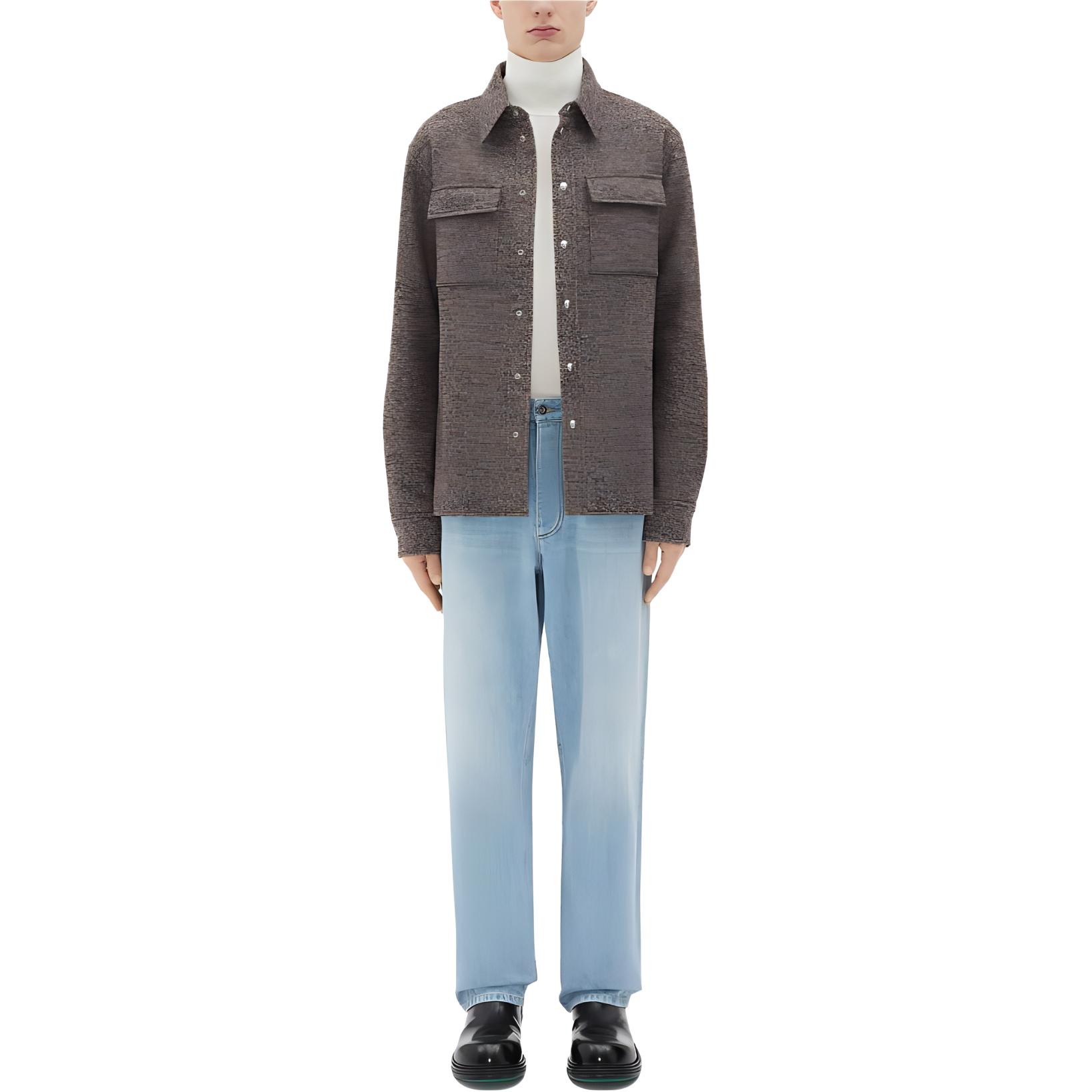 Bottega Veneta SS23  Brown Solid Long Sleeve Fitted Button-Up Shirt 754111V34M02859