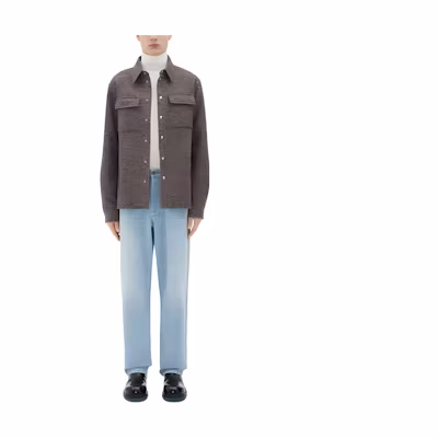 Bottega Veneta SS23 Brown Solid Long Sleeve Fitted Button-Up Shirt 754111V34M02859
