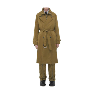 Bottega Veneta SS23 Double-Breasted Belted Trench Coat Khaki 733795VF4K09523
