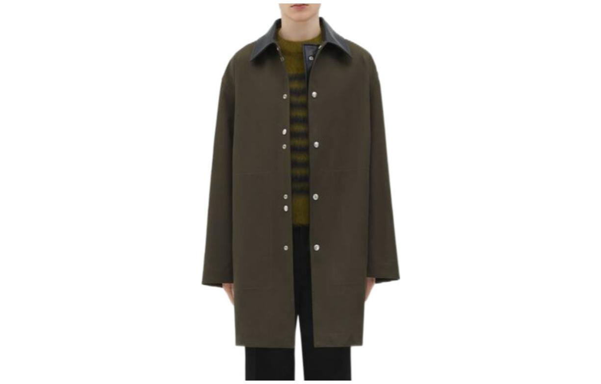 Order ボッテガヴェネタ SS23 グリーン カラーブロック シングルブレスト トレンチコート 746386V0XK03312