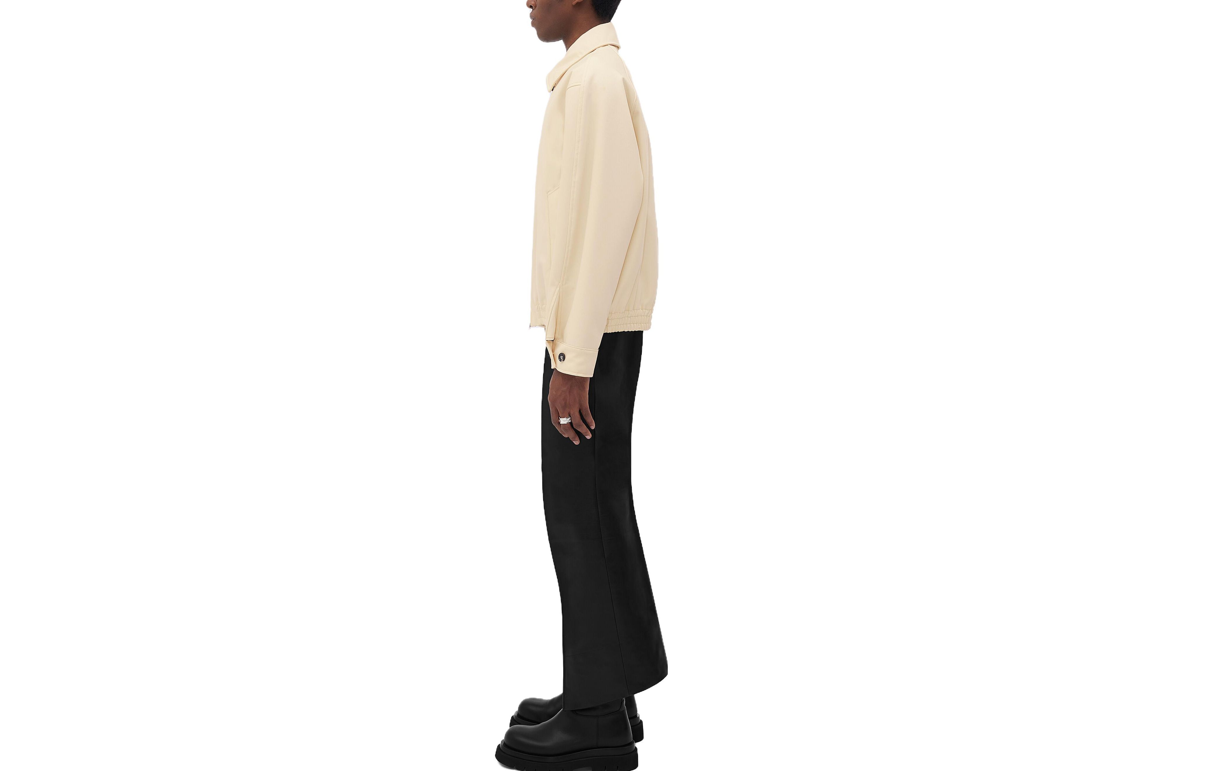 Shop Bottega Veneta SS23  Off-White Zip-Up Collared Jacket 710160V26B02945