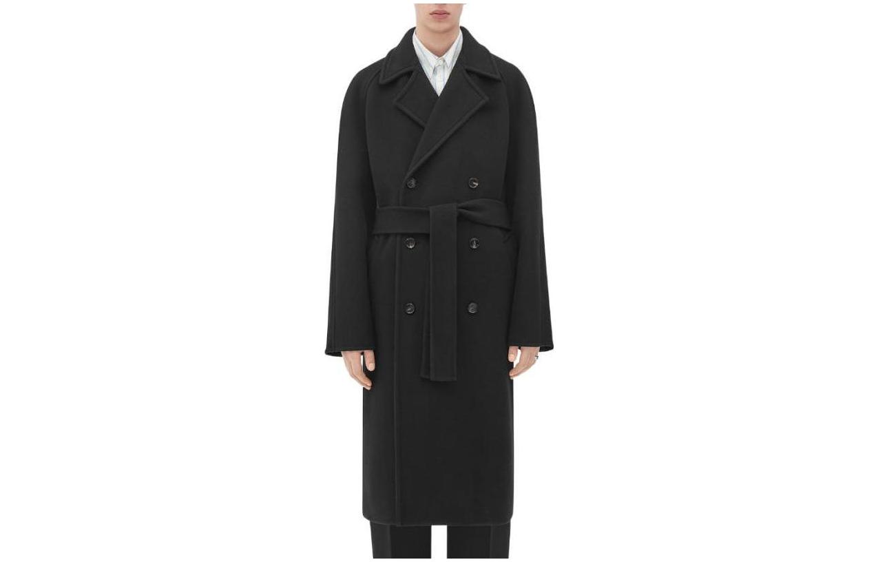Bottega Veneta SS23 Black Belted Double-Breasted Trench Coat 745198V3EJ01000