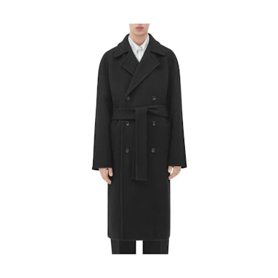 Bottega Veneta SS23 Black Belted Double-Breasted Trench Coat 745198V3EJ01000