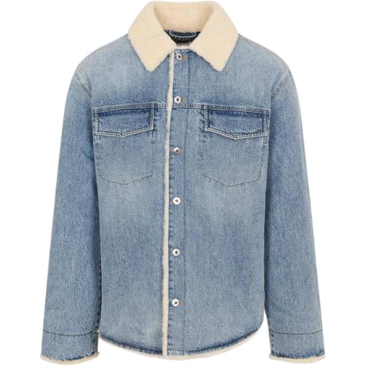 Bottega Veneta SS23 Blue Frayed Collar Long Sleeve Jacket 751279V35W09746