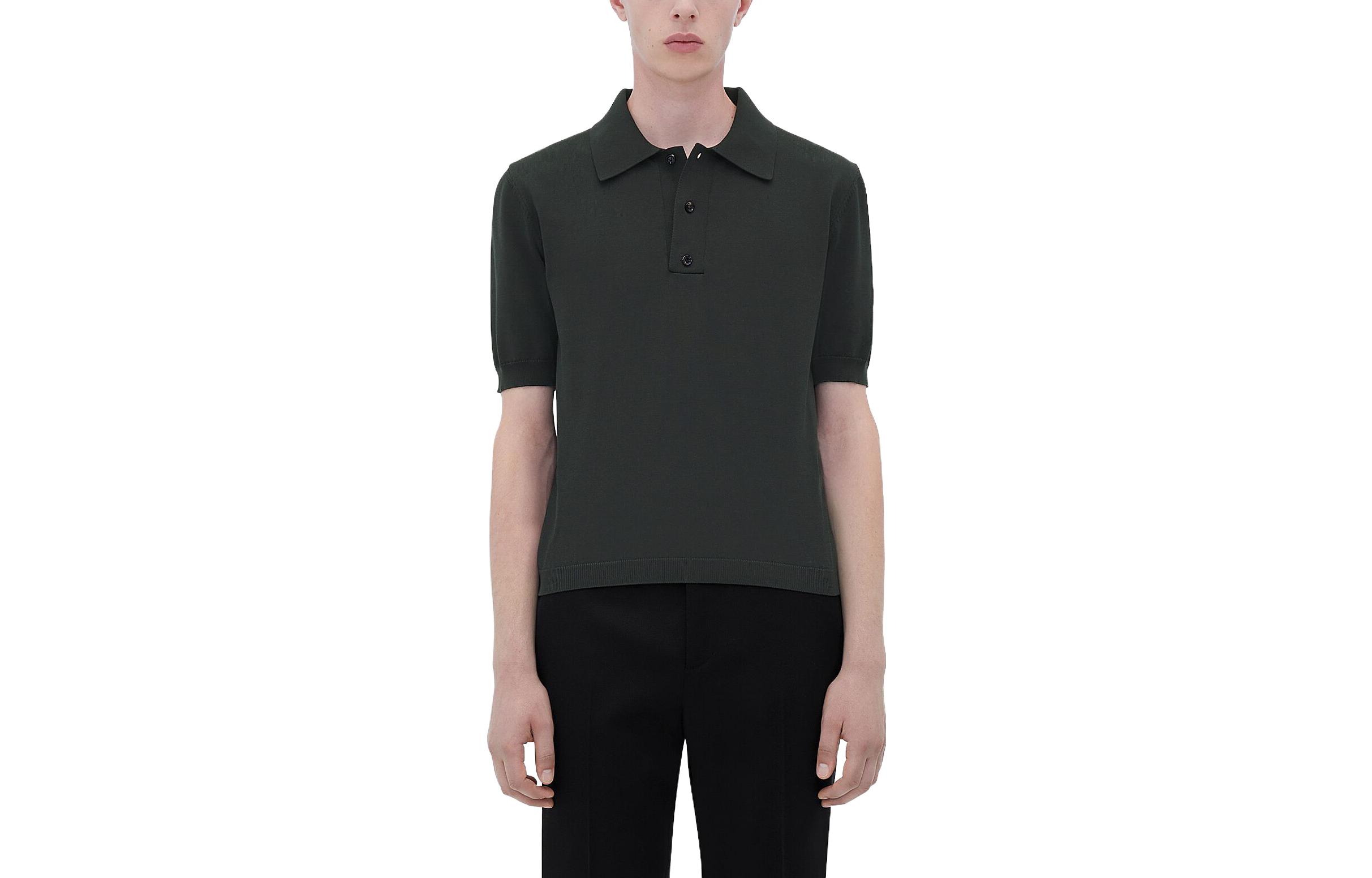 Bottega Veneta SS23 Charcoal Half-Button Polo Shirt 728343V2LU03211