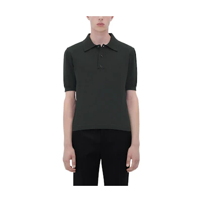 Bottega Veneta SS23 Charcoal Half-Button Polo Shirt 728343V2LU03211