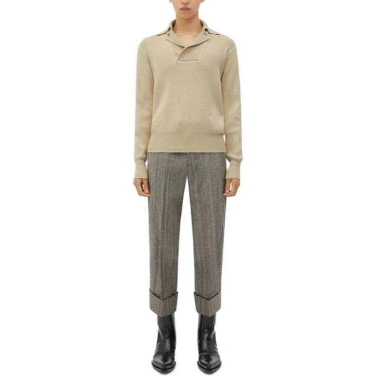 Bottega Veneta SS23 Embroidered Logo Polo Long Sleeve Sweatshirt Khaki Men 743413V2YX02945 圖 4