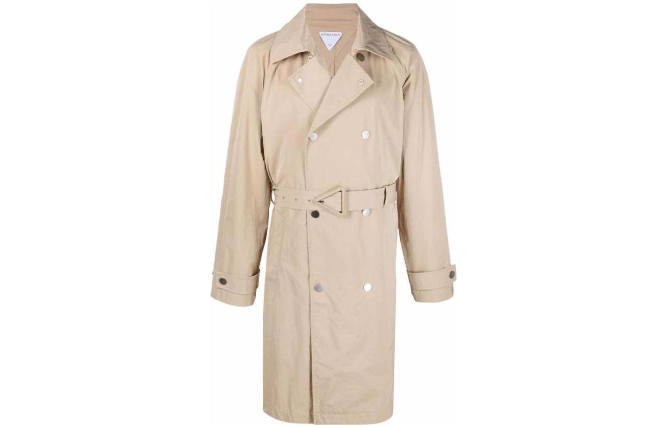Bottega Veneta SS23 Khaki Solid Double-Breasted Trench Coat 681780V1JU09640