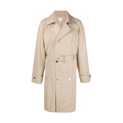 Bottega Veneta SS23 Khaki Solid Double-Breasted Trench Coat 681780V1JU09640