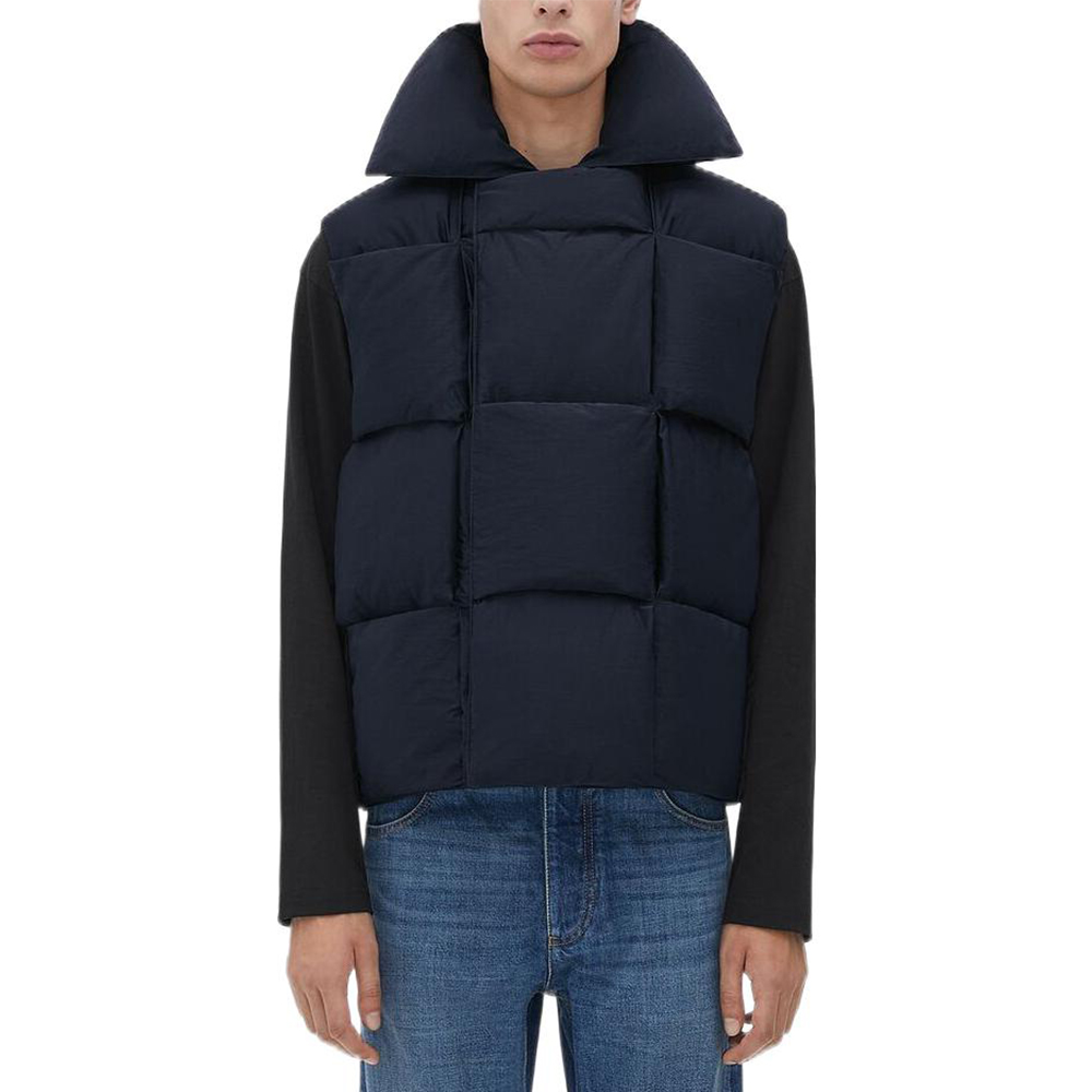 Bottega Veneta SS23 Navy Quilted Collarless Puffer Vest 716968VF4K04030