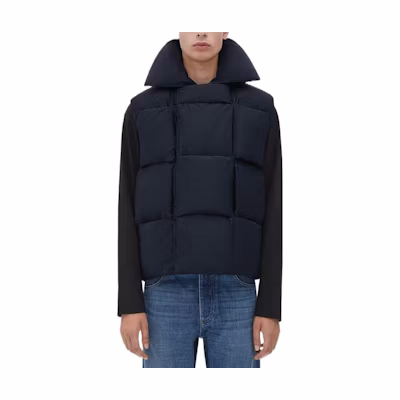 Bottega Veneta SS23 Navy Quilted Collarless Puffer Vest 716968VF4K04030