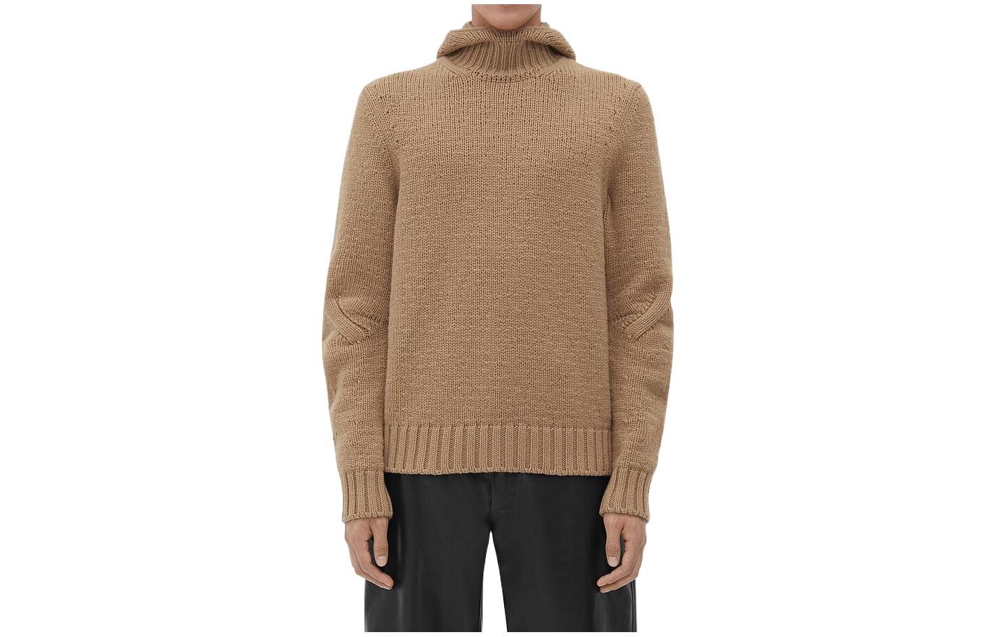 Bottega Veneta SS23 Solid Brown Knit Hoodie Sweatshirt 710110V2EJ02603