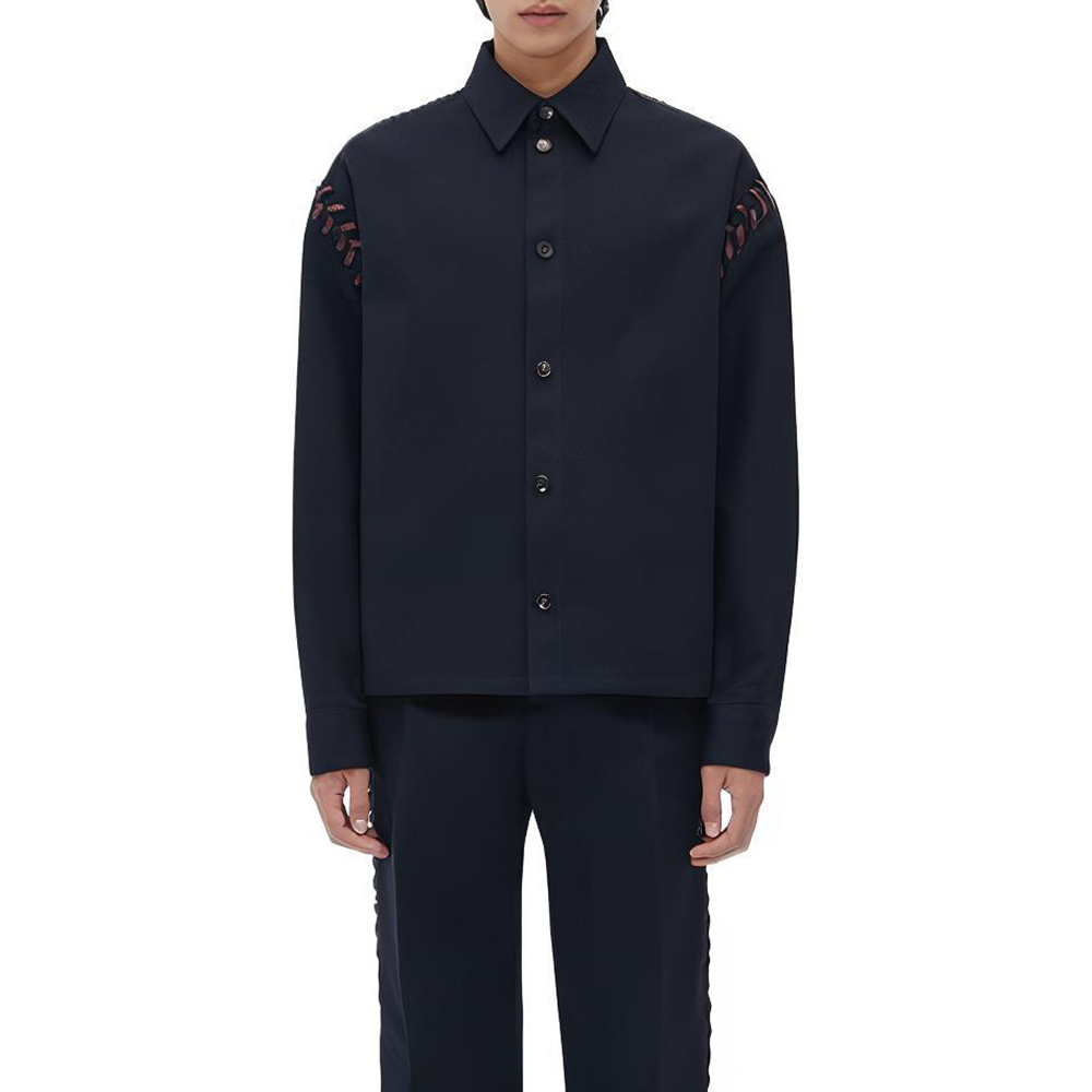 Bottega Veneta SS23 Solid Canvas Lace-Up Jacket Black 730076V0BT04020