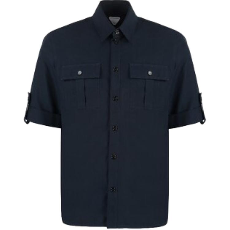 Bottega Veneta SS23 Solid Color Casual Short Sleeve Button-Up Shirt 737027V2BL04140