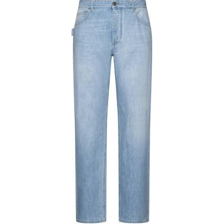 Bottega Veneta SS23 Solid Color Mid-Rise Straight Jeans Blue 710238V2ZC04946