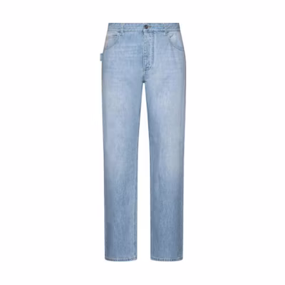 Bottega Veneta SS23 Solid Color Mid-Rise Straight Jeans Blue 710238V2ZC04946