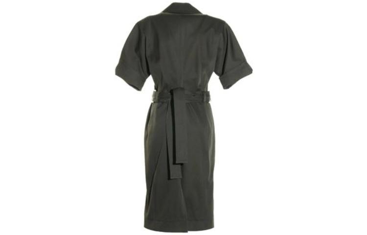 Lookbook Bottega Veneta SS23 素色短袖中長連衣裙 - 深綠色 738251V2T102275