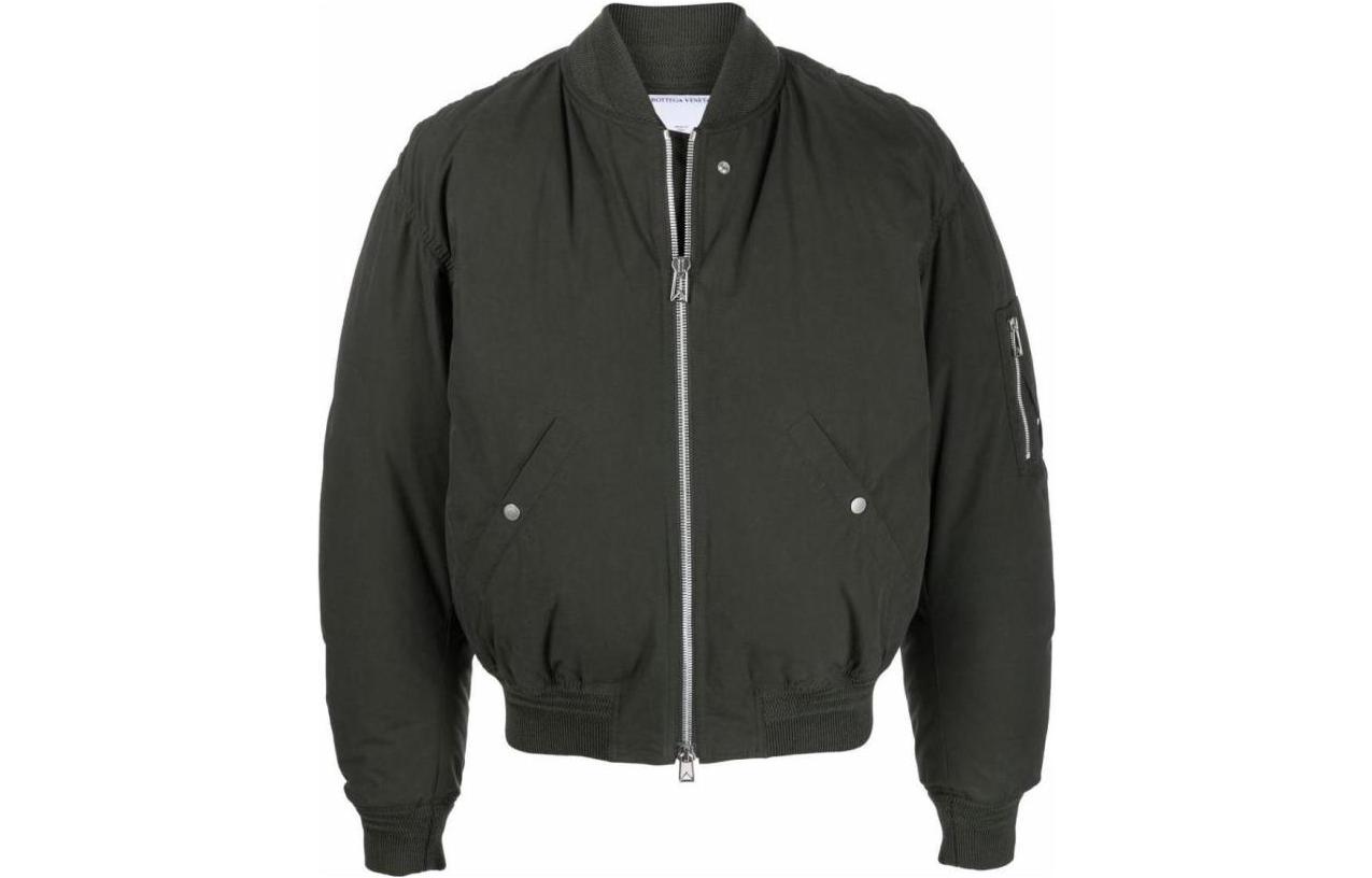 Bottega Veneta SS23 Solid Color Zip-Up Jacket Dark Green Outerwear 684904V1LE02275