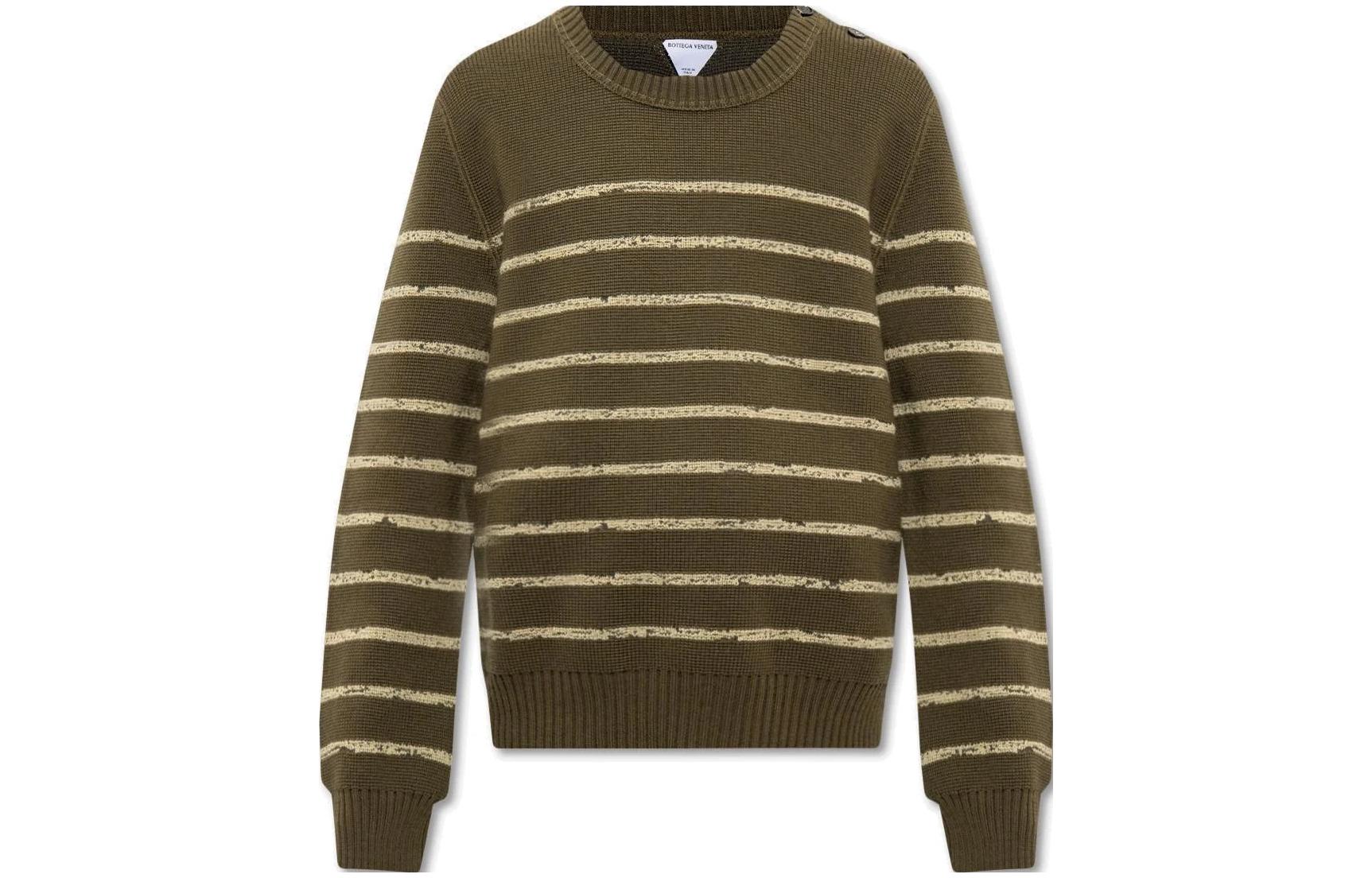 Bottega Veneta SS23 Striped Crewneck Pullover Sweater Green 730631V2M609565