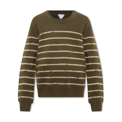Bottega Veneta SS23 Striped Crewneck Pullover Sweater Green 730631V2M609565
