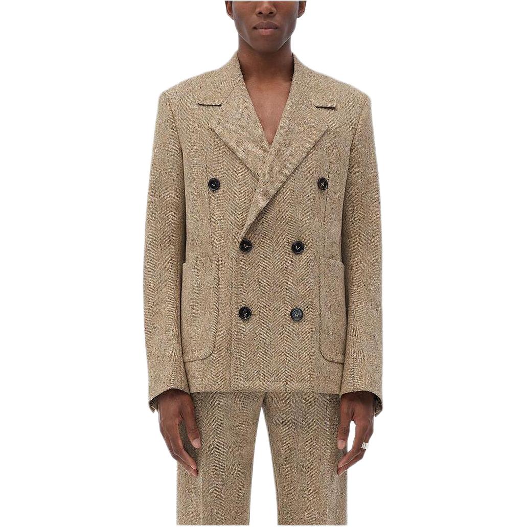 Bottega Veneta SS23 Tan Mixed-Color Double-Breasted Jacket 713671V2CG09880