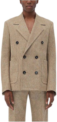 Bottega Veneta SS23 Tan Mixed-Color Double-Breasted Jacket 713671V2CG09880 Buy Bottega Veneta SS23 Tan Mixed-Color Double-Breasted Jacket 713671V2CG09880