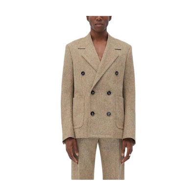 Bottega Veneta SS23 Tan Mixed-Color Double-Breasted Jacket 713671V2CG09880