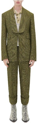 Bottega Veneta SS23 绿色男士纹理披肩领长袖外套 736047V2SX09133 Buy Bottega Veneta SS23 绿色男士纹理披肩领长袖外套 736047V2SX09133