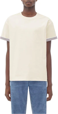Bottega Veneta SS23 Kaos Putih Lengan Pendek dengan Garis Cuff. 754683V39G09071 Buy Bottega Veneta SS23 Kaos Putih Lengan Pendek dengan Garis Cuff. 754683V39G09071