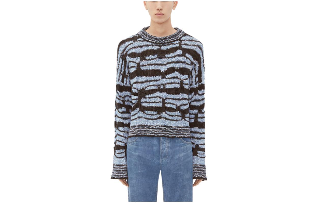 Bottega Veneta SS24  Geometric Pattern Knit Long-Sleeve Sweater 786037V3WG04231