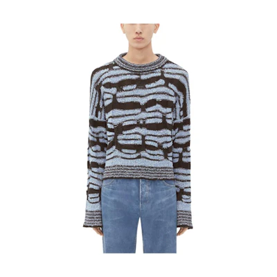 Bottega Veneta SS24 Geometric Pattern Knit Long-Sleeve Sweater 786037V3WG04231