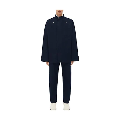 Bottega Veneta SS24 Navy Blue Solid Snap-Button Loose Jacket. 759411V1JO04078