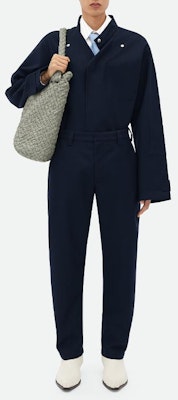 Bottega Veneta SS24 海軍藍純色寬鬆按扣外套 759411V1JO04078 Lookbook Bottega Veneta SS24 海軍藍純色寬鬆按扣外套 759411V1JO04078