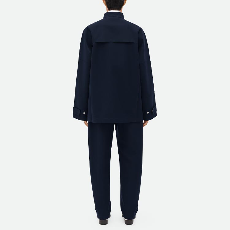 Shop Bottega Veneta SS24 海軍藍純色寬鬆按扣外套 759411V1JO04078