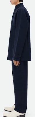 Bottega Veneta SS24 海軍藍純色寬鬆按扣外套 759411V1JO04078 Purchase Bottega Veneta SS24 海軍藍純色寬鬆按扣外套 759411V1JO04078