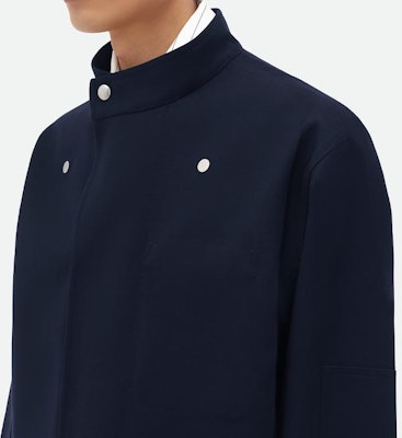 Bottega Veneta SS24 海軍藍純色寬鬆按扣外套 759411V1JO04078 Details for Bottega Veneta SS24 海軍藍純色寬鬆按扣外套 759411V1JO04078